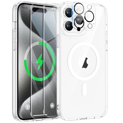 Coque magnétique iPhone 15 Pro antichoc ORETECH transparente avec verre trempé 9H complet