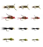 12 Prince Nymph/Beadhead Gold Ribbed Hare's Ear/Rubber Legged Hare's Ear Mayfly Fly Lure Assotment for Trout Fly Fishing Flies