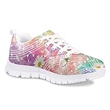 SYtrade Daisy Musical Notes Girls Tennis Shoes Kids Lightweight Breathable Sneakers Lace-up Running Athletic Shoes