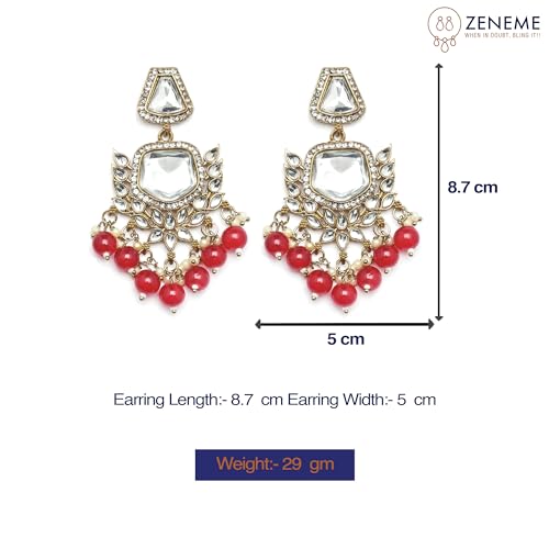 Gold-Plated Kundan & Pearls Mirror Drop Earrings