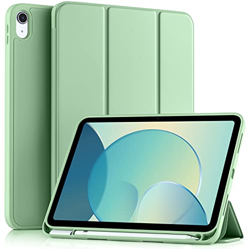 Image of Akkerds Compatible with iPad (A16) 11th Generation Case 11 Inch 2025, for iPad 10th Generation Case 10.9 Inch 2022 with Pencil Holder,Slim Trifold Stand Protective Cover with Soft TPU Back,MatchaGreen