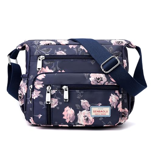 Crossbody Bag for Women Nylon Multi pockets Shoulder Bag Waterproof Floral Messenger Satchel Purses and Handbags