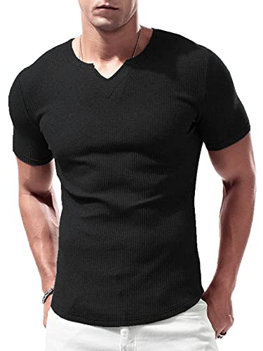 Image of Lehmanlin Men's Slim Fit Athletic T-Shirt Polyester Casual Wear Soft Breathable Underwear Black XL