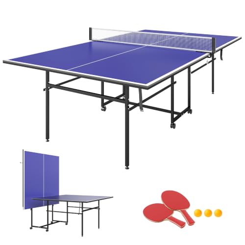 SPORTNOW Tischtennistisch mit Rollen Klappbar 274 x 152,5 x 75,5 cm Blau
