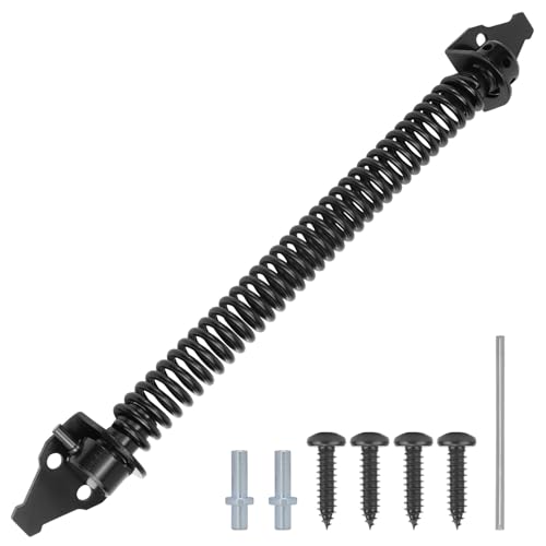 QWORK® 14 Inch (32cm) Heavy Duty Self Closing Gate Spring - Carbon Steel Gate Closer with Fittings for Garden Doors Fence Doors Wooden Gates