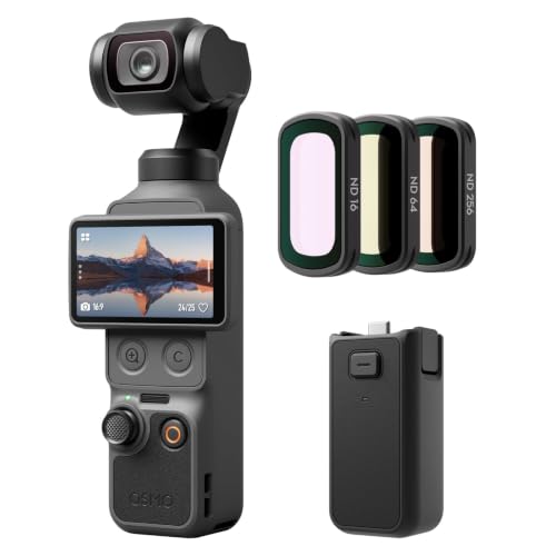 DJI Osmo Pocket 4 �X�^���_�[�h �R���{ + Osmo Pocket 4 �o�b�e���[�n���h�� + Osmo Pocket 3 ND�t�B���^�[�Z�b�g�i���C���E���j Vlog �J���� 1�C���`CMOS & 4K/240fps 3����u���␳ 2