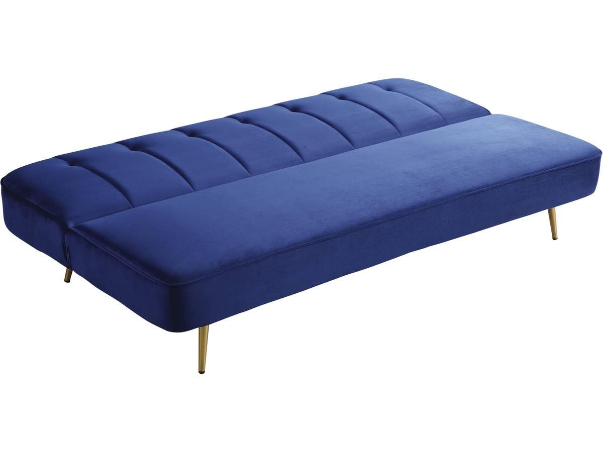 Habitat et Jardin Canapé Clic Clac en Velours James - 180 x 83 x 75 cm - 3 Places - Bleu foncé