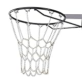 Red De Baloncesto Metálica,Red De Repuesto para Baloncesto,Galvanizada Durable Red De Canasta De Baloncesto para Cancha De Baloncesto Cubierta, Cancha De Baloncesto del Campus(12 Lazos) (Oro)