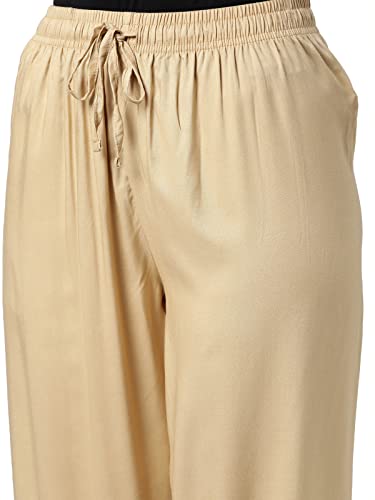 Image of GO COLORS Women Solid Mid Rise Relaxed Fit Viscose Casual Pants