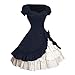 WOZOW Costume Robe Gâteau Jupe Femmes Gothique Tribunal Dentelle Collision Carnaval Dames Médiévale Cosplay Rétro Reine Robes De Soirée(Bleu Foncé,5XL)