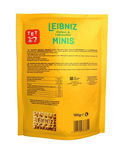 LEIBNIZ Minis Gluten- und Laktosefrei, 8er Pack, glutenfreie & laktosefreie Butterkekse, in Großpackung als Vorrat oder zum Verkauf (8 x 100 g)