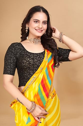 Image of SFT Women's Polycotton Readymade Saree Blouse with Round Neck Half Sleeves Solid Pattern Regular Fit Pull On Closure and Standard Length