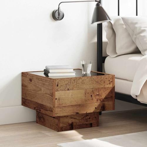 Table basse carrée rustique stable pour ranger livres et télécommandes