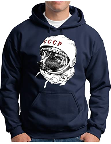 Sweat à capuche Homme OM3 Laika Kosmonaut bleu marine du S au 4XL