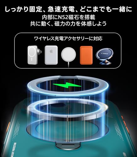 undefined TORRAS iPhone 16 Pro 用 ケース【エアクッション 超強保護】米軍MIL規格 耐衝撃 多機能360度回転 スタンド 縦横両対応 リング ハルバッハマグネット搭載 MagSafe対応 ワイヤレス充電 カメラコントロールボタン付き 防指紋 黄ばみなし あいふおん16 Pro 用 カバー 6.3インチ Ostand Q3 Air 氷河 ブルー の商品画像 5