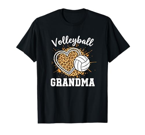 Grandparent Volleyball Grandma Leopard Heart Proud T-Shirt