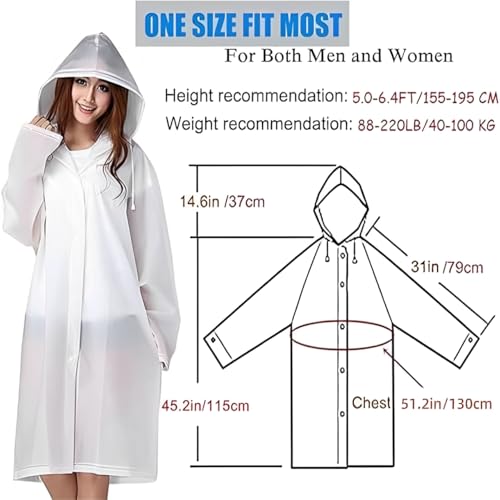 SHOCHX 2 Stück Regenjacken Wiederverwendbar Regenponcho, Unisex Eva Regenmantel Poncho Regenbekleidung Regenschutz Regen Zubehör für Wandern Camping Radfahren Reisen