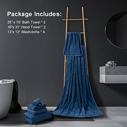 8 Pack Bath Towels Set Navy Blue, 2 Oversized Bath Towels(35"X70"), 2 Hand Towels,4 Washcloths Ultra Soft And Absorbent Chair Towels For Bathroom,Quick Dry Towel For Gym Hotel Camp Pool #TOP3