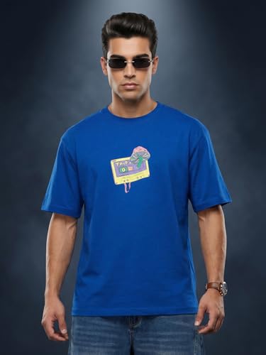 Image of Veirdo Oversized Baggy Fit Drop Shoulder Graphic Printed Design Half Sleeve T-Shirt for Men (Available Sizes: S to 2XL)
