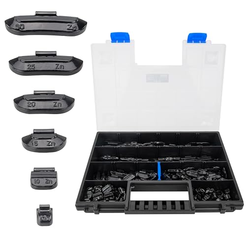 HASKYY Auswuchtgewichte Schlaggewichte Wuchtgewichte 225 TLG. 5-30g für Stahlfelgen inkl. Organizer Systemkoffer