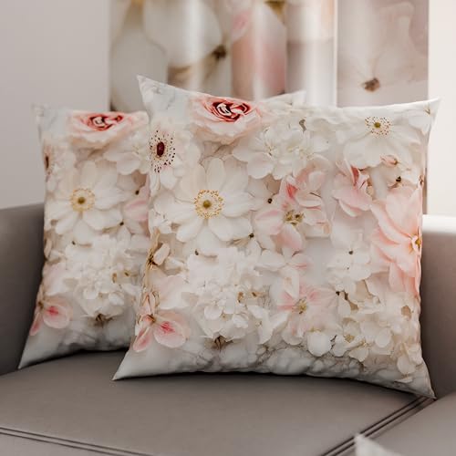 PETTI Artigiani Italiani - Coppia di Federe Cuscino 80x80 cm in Microfibra, Cuscini Arredo Camera da Letto, Divano, Salotto, Set 2 Fodere Copricuscino, Federa Floreale 06 21, 100% Made in Italy