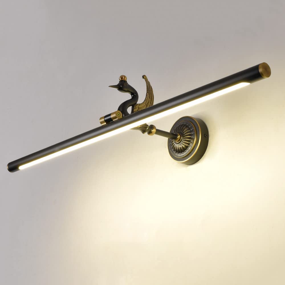 HPTHLY Copper Vanity Lamp Retro Linear Bathroom Light Fixture, Vintage Mirror Front Lighting Fitting, Adjustable Vanity Wall Sconces Bar Mirror Lights For Po(Black-75Cm)