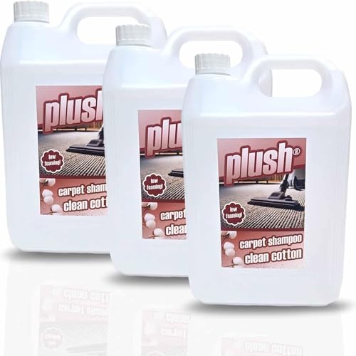 Carpet Cleaner Shampoo & Odour Deodoriser (inc Pet) Plush 5L x3 (Cotton Fresh)