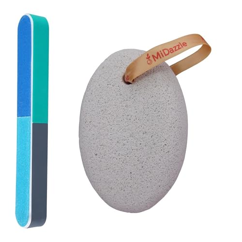 Image of Midazzle Nail File and Buffer Set, 7-Way Manicure and Pedicure Tool with Pumice Stone, Oval Shape, Set of 2