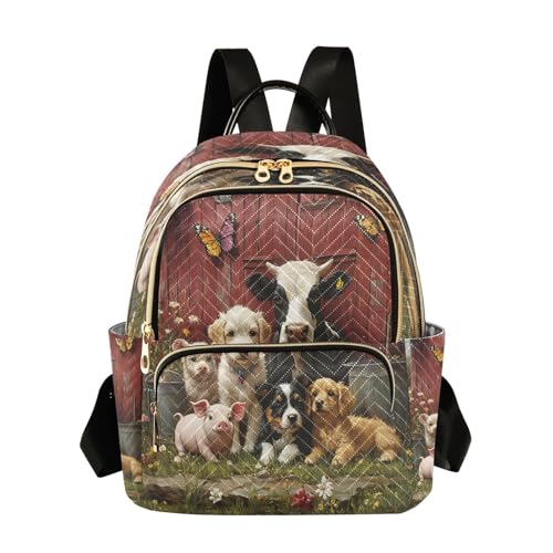 Image of ALAZA Cow Dog Pig Butterfly Women Backpack Purse Ladies Fashion Shoulder Bag Daypack Travel Bag 10L