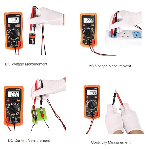 Image of Digital Multimeter with Premium Probes, Measures AC /DC Voltage, Current, Resistance, Diode, Triode, Suitable for Household use, and Industrial use - F (Orange)