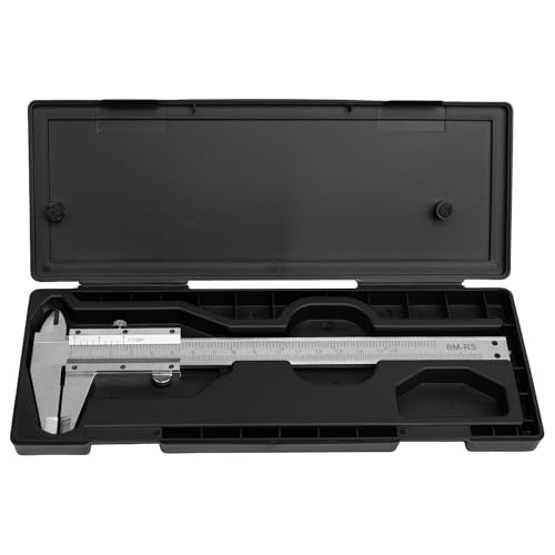 Brüder Mannesmann Messschieber 150 mm Edelstahl, Präzisions-Messwerkzeug mit Feststellrad, 0,05 mm Nonius, rostfrei, für Innen-, Außen- und Tiefenmessung, mit Aufbewahrungskassette | M 825-150