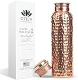 Otiem 100% Copper Water Bottle for Drinking Water, 34 Oz Hammered Finish – Stay Hydrated and Enjoy Ayurvedic Benefits – Leak-Proof, Temperature Retention, Eco-Friendly Design – Durable Copper Bottle