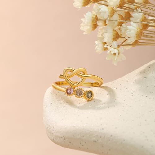 Cadeau comm&eacute;moratif de couple bague n&oelig;ud d'amour or