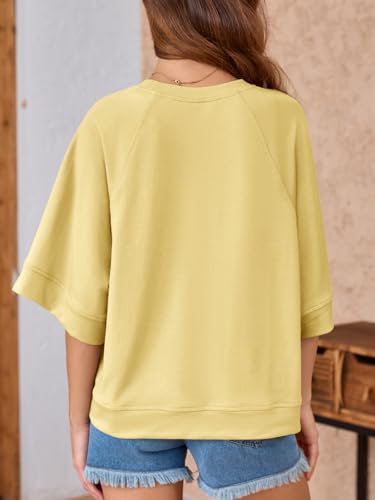 Image of Tankaneo Womens Oversized Half Sleeve T-Shirts Crew Neck Boxy Basic Tees Tops Summer Casual Loose Fit Tunic Shirts