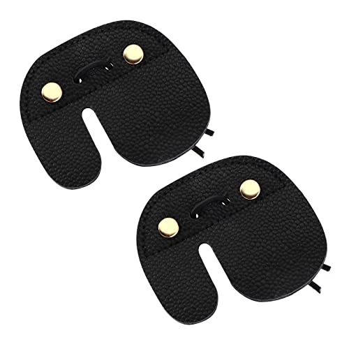 YINETTECH 2 STÜCKE Leder Bogenschießen Finger Tab Doppelte Dicke Schutzfolie Fingerschutz Schießen Übungsausrüstung für Recurve Bögen Schießen Bogen Pfeil Schwarz