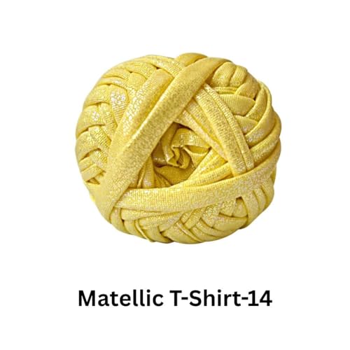 Image of VCR Shine Light Yellow Metallic T-Shirt Yarn, 100 Grams, 100% Metallized Craft Yarn, Pack of 1 Yarn, Suitable for Handbags, Tote Bags and Sling Bags