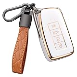 Cacacar for Lexus Key Fob Cover with Keychain, for Lexus RX350 ES GS GX is LC LS NX RS LX RC Premium Soft TPU Full Cover Protection Remote Key Fob Case (Ivory)