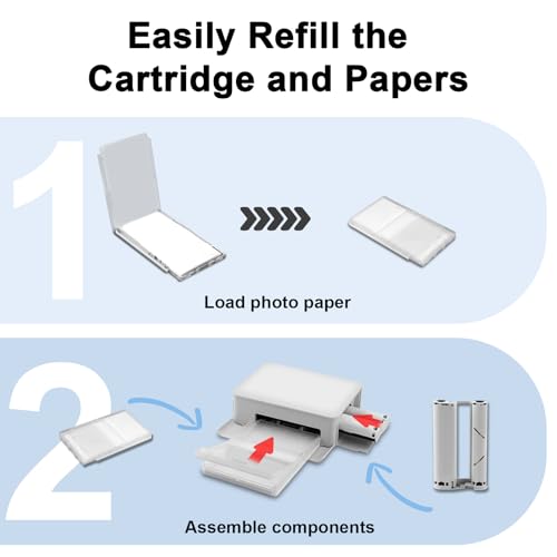 Image of Compatible for Liene Amber M100 /M200 4x6 Photo Printer Ink Cartridge-2 Cartridges Refill and Photo Paper- 80 Sheets with DHP512 /DHP513 Photo Printers