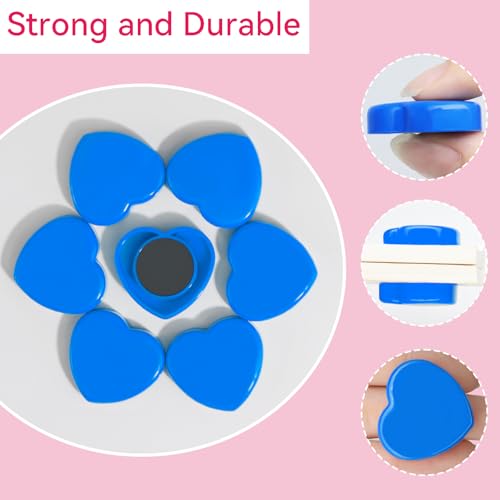 ZDZBLX Fridge Magnets, 30 Pack Strong Magnet, Mini Cute Heart-Shaped Blue Magnets for Whiteboard Notice Board, Crafts - Image 2