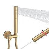 KATAIS Brushed Gold Shower Head 2 in 1 Function High Pressure 7 inch Hand Held Shower Head Dual Modes High Flow Shower Wand with 59 inch Hose and Shower Bracket