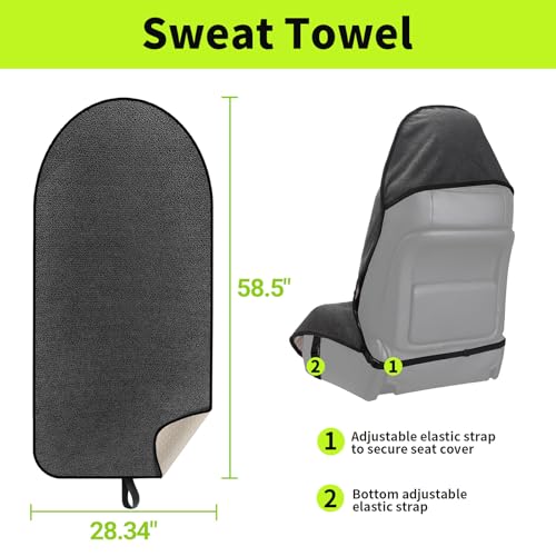Image of Leader Accessories Grey Waterproof Sweat Towel Front Bucket Seat Cover for Car Trucks SUV Anti-Slip Backing Machine Washable Fitness Gym Extreme Crossfit Triathlon Beach Surfing Outdoor Water Sports | Universal Non-Slip, Fits Car Truck SUV, Machine Washable, For Dog & Kid, Pets, Yoga, Gym, Beach, Swimming, Outdoor Sports