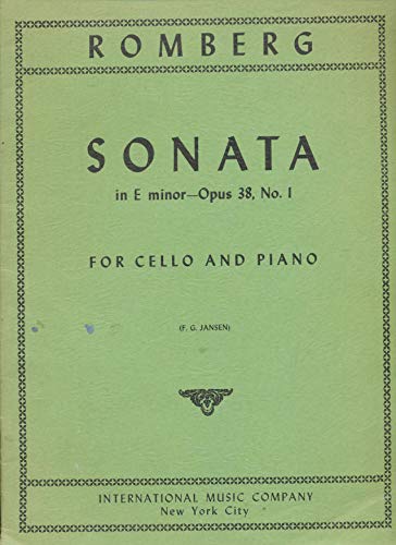 Sonata in E Minor - Opus 38, No. 1 - For Cello and Piano (Jansen)      Sheet music – January 1, 1980