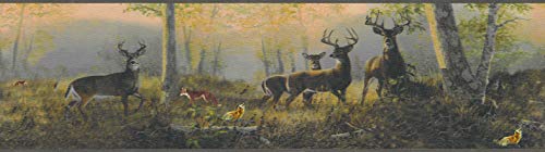 Dundee-Deco-DDAZBD9025-Peel-and-Stick-Wallpaper-Border-Nature-Grey-Red-Yellow-Deer-Fox-in-The-Forest-Wall-Border-Retro-Design-15-ft-x-7-in-457m-x-1778cm-Self-Adhesive Dundee Deco DDAZBD9025 Peel and Stick Wallpaper Border Nature Grey Red Yellow Deer Fox in The Forest Wall Border Retro Design 15 ft x 7 in 457m x 1778cm Self Adhesive
