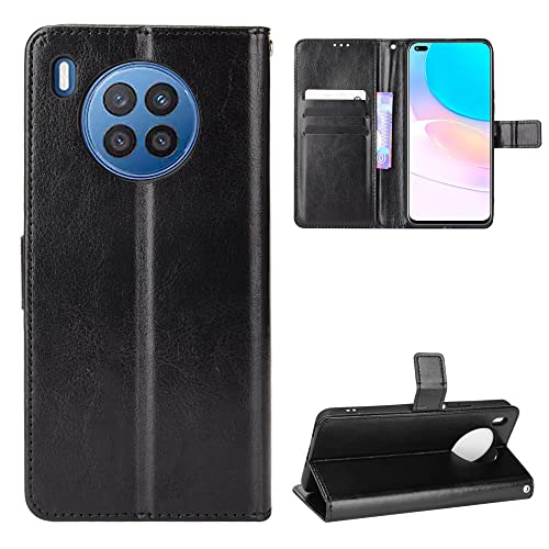 QiongNi Case for Huawei Nova 8i Case Cover,Case for Huawei Honor 50 Lite Leather Case,Flip Leather Wallet Cover Case for Huawei Nova 8i NEN-L22F / Honor 50 Lite Case Black