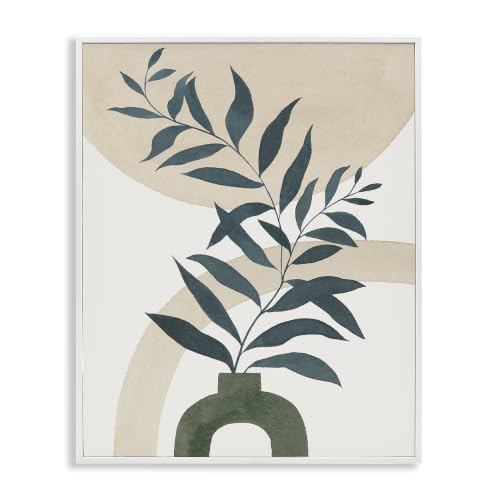 Curvy Plant Leaves Modern Shapes, 24 x 30 Inch Framed Giclée Print
