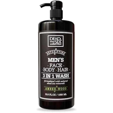 Dead Sea Collection 3 in 1 Body Wash for Men – Amber Wood Cleanser for Body, Hair and Face - 33.8 Fl. Oz. Cover