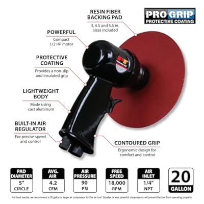 Performance Tool M573DB 5-Inch High Speed Sander with Adjustable Speed Control and Dust Collection System for Efficient Sanding and Polishing Jobs