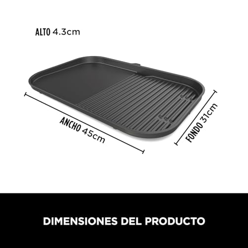 Ninja Woodfire XL Parrilla con plancha, antiadherente, accesorio oficial, compatible con Parrilla eléctrica XL Ninja Woodfire (OG850/OG901), negro, XSKOGXLGGCMEU - imagen 2