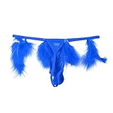 Agoky Men's Sexy Mesh Sheer Penis Cock Crossdress Thongs Micro G-String Briefs Underpants Blue X-Large