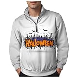 ハロウィン トレーナー メンズ フリース 長袖tシャツ 1/4ジップ プルオーバー 怖い カボチャ プリント おしゃれ ゆったり カジュアル 大きいサイズ 面白い コスプレ 仮装 トップス 快適 柔らかい 春 秋 冬 服 スウェットシャツ